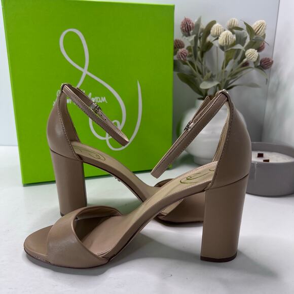 Sam Edelman Robyn Leather Ankle Strap Heel Beige I3433L2251 Women 10M Tried On - Picture 7 of 11
